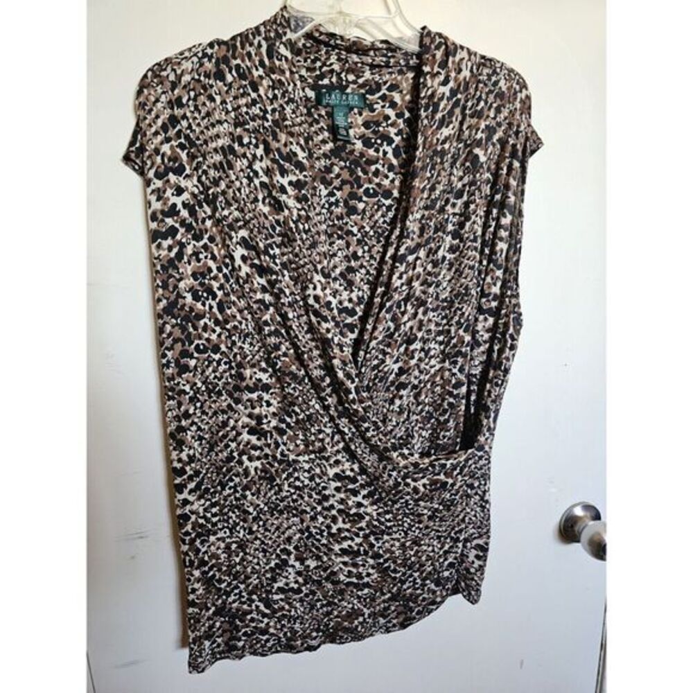 LAUREN RALPH LAUREN Blouse Women's 1X Animal Print Sleeveless‎ Heritage